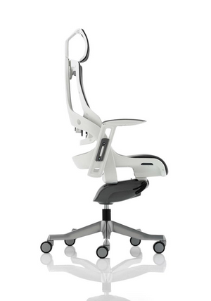 Zure Executive Chair White Shell Charcoal Mesh With Arms And Headrest Image 5
