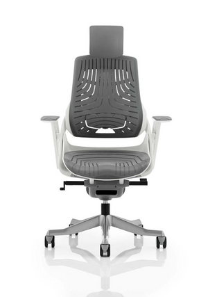 Zure Executive Chair White Shell Elastomer Gel Grey With Arms And Headrest Image 3