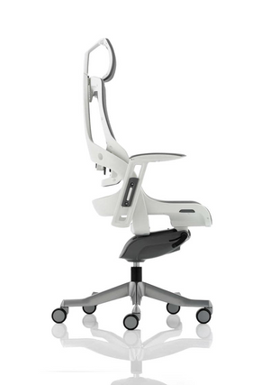 Zure Executive Chair White Shell Elastomer Gel Grey With Arms And Headrest Image 5