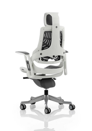Zure Executive Chair White Shell Elastomer Gel Grey With Arms And Headrest Image 4