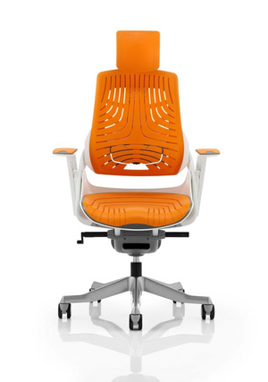 Zure Executive Chair White Shell Elastomer Gel Orange With Arms And Headrest Image 5