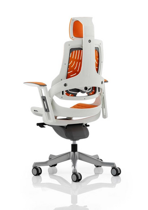 Zure Executive Chair White Shell Elastomer Gel Orange With Arms And Headrest Image 6