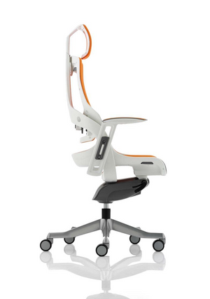 Zure Executive Chair White Shell Elastomer Gel Orange With Arms And Headrest Image 7