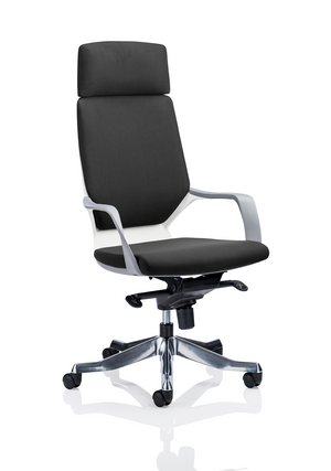 Xenon Executive White Shell High Back Black Fabric With Headrest Image 2