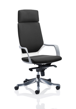 Xenon Executive White Shell High Back Black Fabric With Headrest