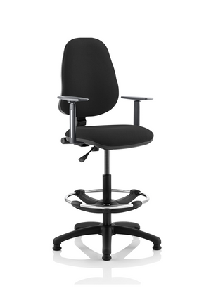 Eclipse Plus I Lever Task Operator Chair Black With Height Adjustable Arms With High Rise Draughtsman Kit