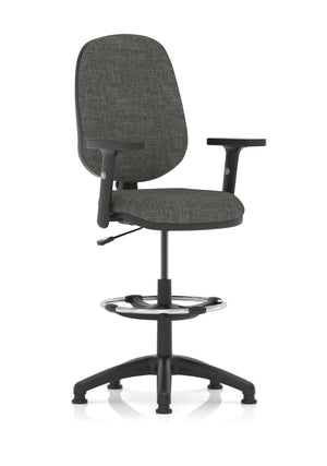 Eclipse Plus I Lever Task Operator Chair Charcoal With Height Adjustable Arms With High Rise Draughtsman Kit Image 3