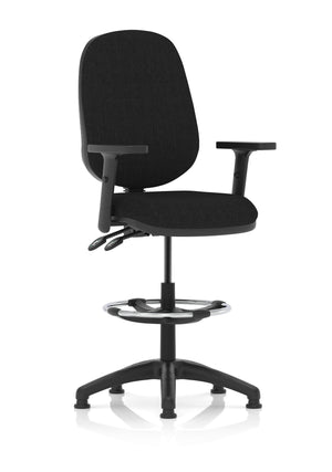 Eclipse Plus II Lever Task Operator Chair Black With Height Adjustable Arms With High Rise Draughtsman Kit Image 2