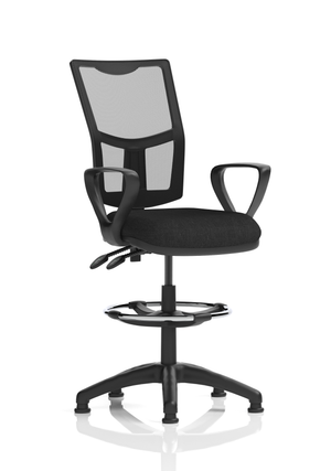 Eclipse Plus II Lever Task Operator Chair Mesh Back With Black Seat With loop Arms With High Rise Draughtsman Kit Image 2