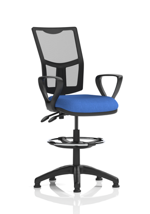Eclipse Plus II Lever Task Operator Chair Mesh Back With Blue Seat With loop Arms With High Rise Draughtsman Kit Image 2