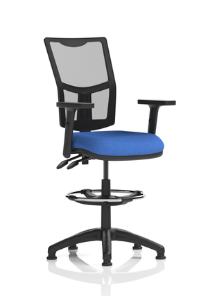 Eclipse Plus II Lever Task Operator Chair Mesh Back With Blue Seat With Height Adjustable Arms With High Rise Draughtsman Kit Image 2