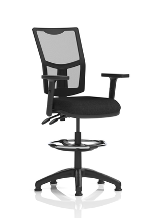 Eclipse Plus II Lever Task Operator Chair Mesh Back With Black Seat With Height Adjustable Arms With High Rise Draughtsman Kit Image 2
