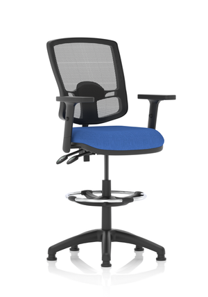 Eclipse Plus II Lever Task Operator Chair Mesh Back Deluxe With Blue Seat With Height Adjustable Arms With High Rise Draughtsman Kit Image 2