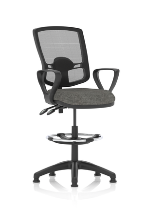 Eclipse Plus II Lever Task Operator Chair Mesh Back Deluxe With Charcoal Seat With loop Arms With High RiseDraughtsman Kit Image 2