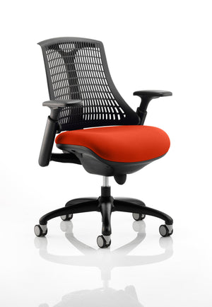 Flex Task Operator Chair Black Frame Black Back Bespoke Colour Seat Tabasco Orange