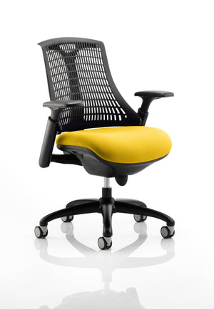 Flex Task Operator Chair Black Frame Black Back Bespoke Colour Seat Senna Yellow