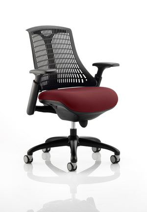 Flex Task Operator Chair Black Frame Black Back Bespoke Colour Seat Ginseng Chilli