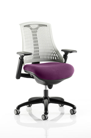 Flex Task Operator Chair Black Frame White Back Bespoke Colour Seat Tansy Purple