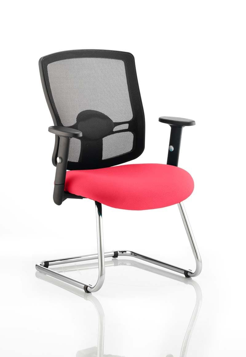 Portland Cantilever Chair Black Mesh With Arms