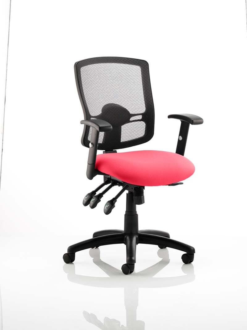 Portland III Task Operator Chair Black Mesh Back With Arms