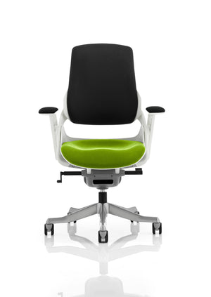 Zure White Shell Black Fabric Back Bespoke Colour Seat Myrrh Green Image 2