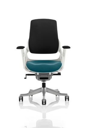 Zure White Shell Black Fabric Back Bespoke Colour Seat Maringa Teal Image 2