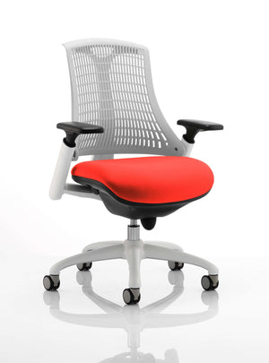 Flex Task Operator Chair White Frame White Back Bespoke Colour Seat Tabasco Orange Image 2