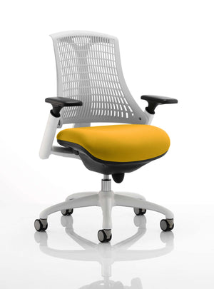 Flex Task Operator Chair White Frame White Back Bespoke Colour Seat Senna Yellow Image 2