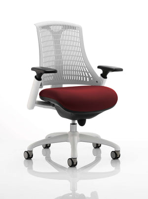 Flex Task Operator Chair White Frame White Back Bespoke Colour Seat Ginseng Chilli Image 2
