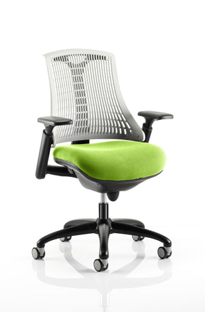 Flex Task Operator Chair Black Frame White Back Bespoke Colour Seat Myrrh Green