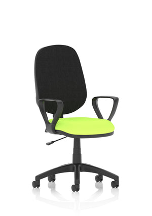 Eclipse Plus I Lever Task Operator Chair Black Back Bespoke Seat With Loop Arms In Myrrh Green Image 2