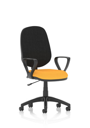 Eclipse Plus I Lever Task Operator Chair Black Back Bespoke Seat With Loop Arms In Senna Yellow Image 2