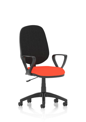 Eclipse Plus I Lever Task Operator Chair Black Back Bespoke Seat With Loop Arms In Tabasco Orange Image 2