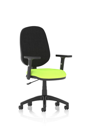 Eclipse Plus I Lever Task Operator Chair Black Back Bespoke Seat With Height Adjustable Arms In Myrrh Green