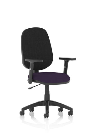Eclipse Plus I Lever Task Operator Chair Black Back Bespoke Seat With Height Adjustable Arms In Tansy Purple