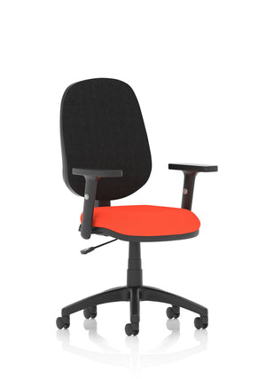 Eclipse Plus I Lever Task Operator Chair Black Back Bespoke Seat With Height Adjustable Arms In Tabasco Orange