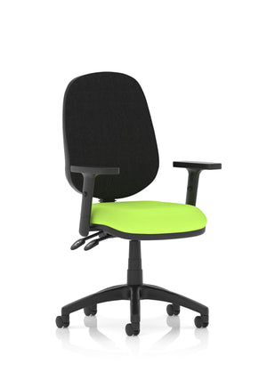 Eclipse Plus II Lever Task Operator Chair Black Back Bespoke Seat With Height Adjustable Arms In Myrrh Green Image 2