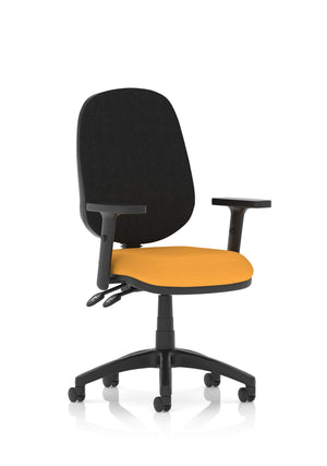 Eclipse Plus II Lever Task Operator Chair Black Back Bespoke Seat With Height Adjustable Arms In Senna Yellow