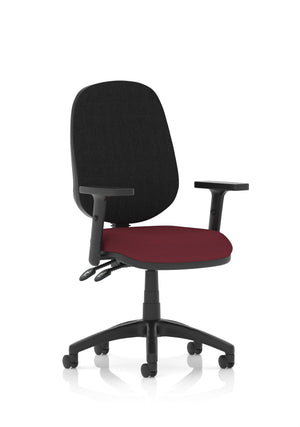 Eclipse Plus II Lever Task Operator Chair Black Back Bespoke Seat With Height Adjustable Arms In Ginseng Chilli Image 2