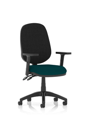 Eclipse Plus II Lever Task Operator Chair Black Back Bespoke Seat With Height Adjustable Arms In Maringa Teal