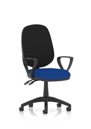 Eclipse Plus II Lever Task Operator Chair Black Back Bespoke Seat With Loop Arms In Stevia Blue Image 2