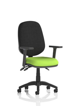 Eclipse Plus III Lever Task Operator Chair Black Back Bespoke Seat With Height Adjustable Arms In Myrrh Green