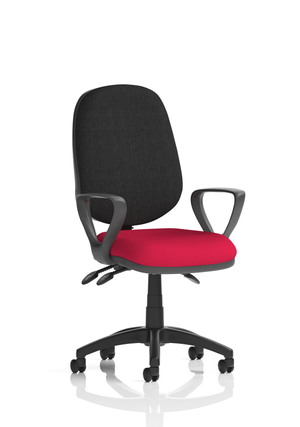 Eclipse Plus III Lever Task Operator Chair Black Back Bespoke Seat With Loop Arms In Bergamot Cherry Image 2