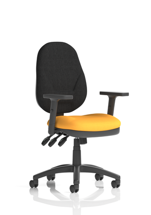 Eclipse Plus XL Lever Task Operator Chair Black Back Bespoke Seat With Height Adjustable Arms In Senna Yellow Image 3