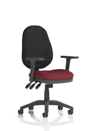 Eclipse Plus XL Lever Task Operator Chair Black Back Bespoke Seat With Height Adjustable Arms In Ginseng Chilli