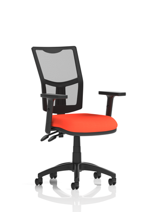 Eclipse Plus II Lever Task Operator Chair Mesh Back With Bespoke Colour Seat in Tabasco Orange With Height Adjustable Arms Image 2