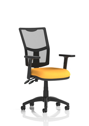 Eclipse Plus II Lever Task Operator Chair Mesh Back With Bespoke Colour Seat in Senna Yellow With Height Adjustable Arms Image 2