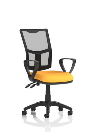 Eclipse Plus II Lever Task Operator Chair Mesh Back With Bespoke Colour Seat With loop Arms in Senna Yellow Image 2