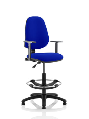 Eclipse Plus I Lever Task Operator Chair Stevia Blue Fully Bespoke Colour With Height Adjustable Arms with High Rise Draughtsman Kit Image 2