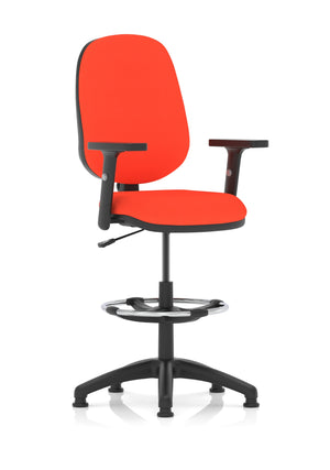 Eclipse Plus I Lever Task Operator Chair Tabasco Orange Fully Bespoke Colour With Height Adjustable Arms with High Rise Draughtsman Kit Image 3
